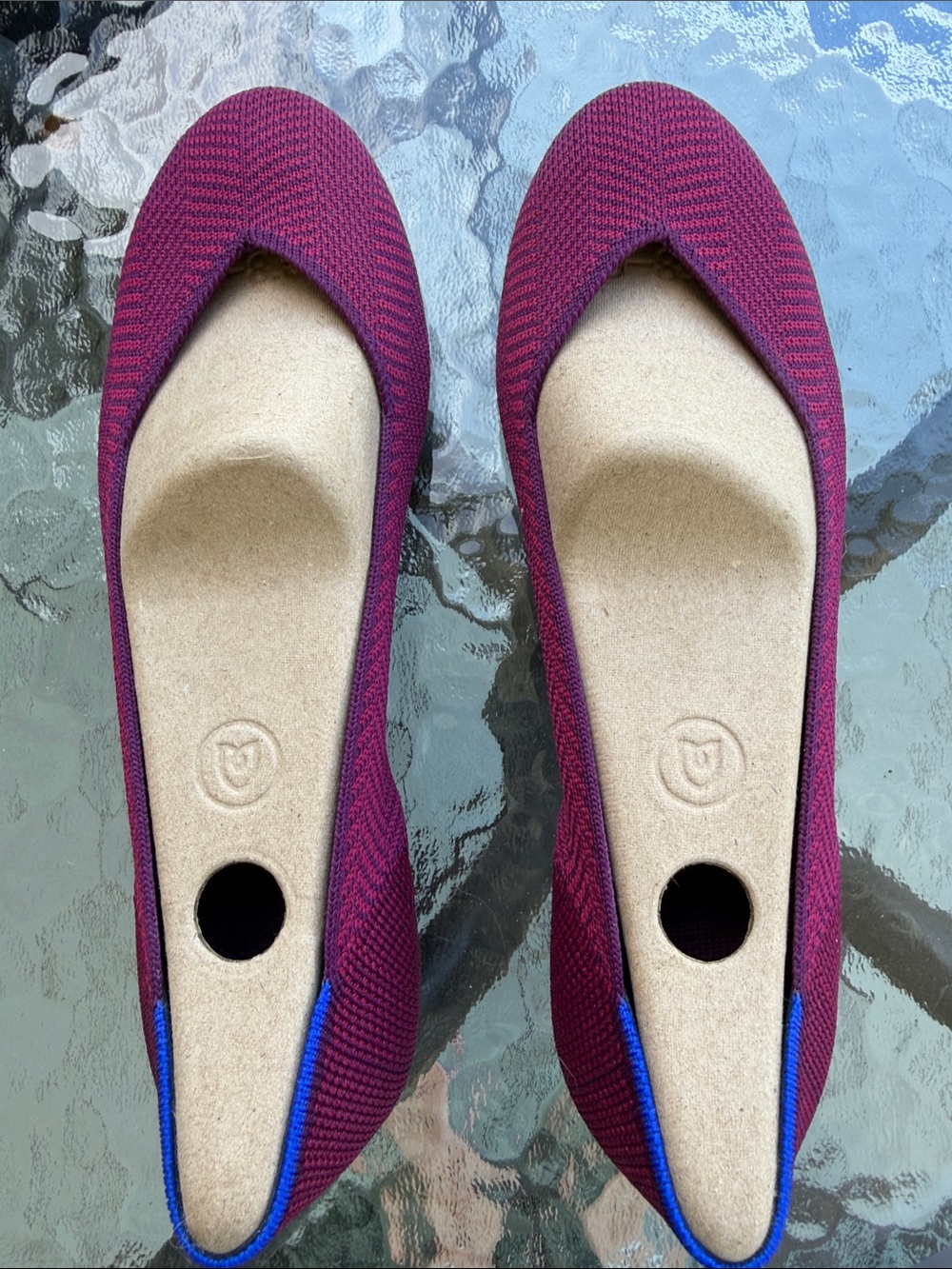 Rothy’s The Point Knit Flats Berry Lattice Purple Maroon size 8